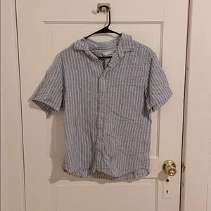 Gray-Blue Short Sleeve Button-Down Shirt